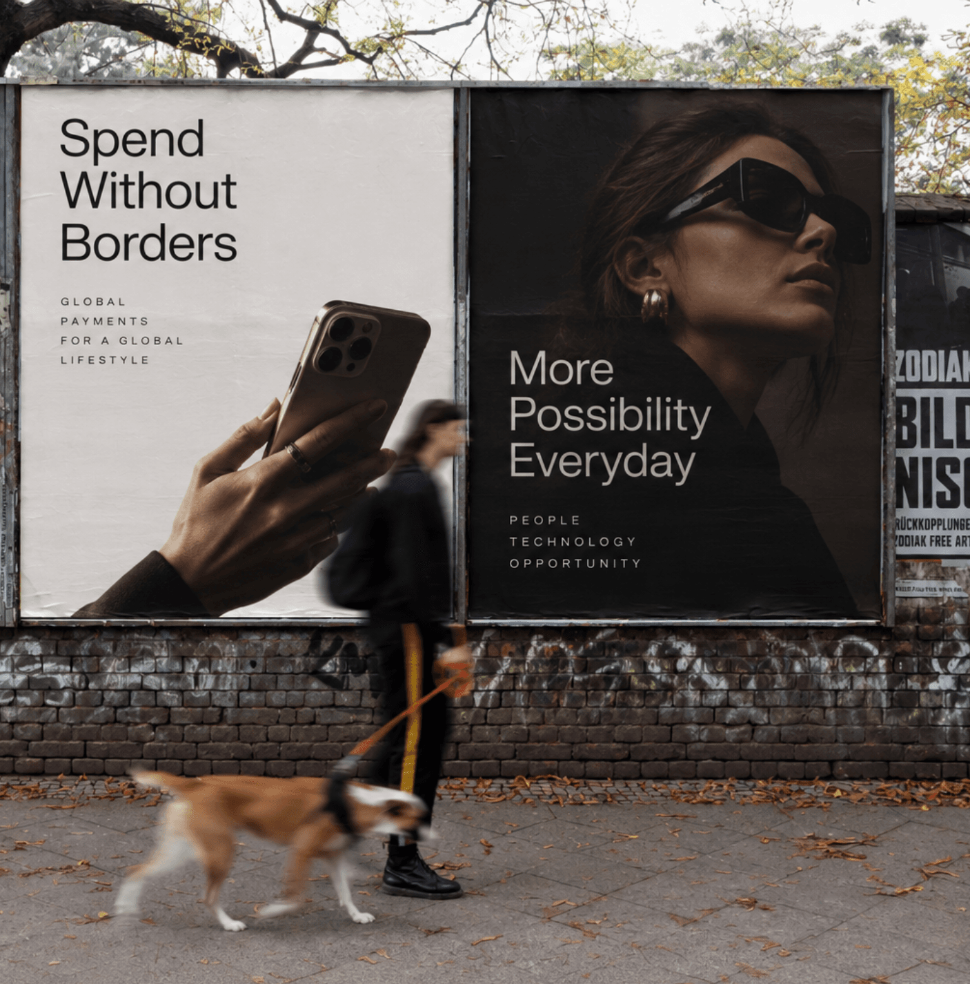 Brand guidelines and media assets on a desk